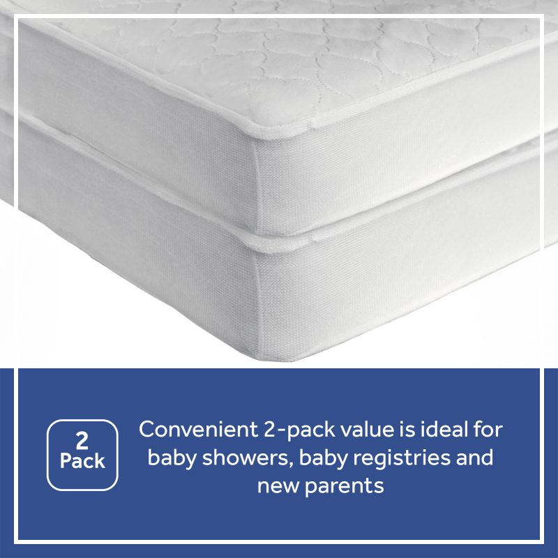 Sealy Waterproof Fitted Crib Mattress Pad, 2 Pack - White Image 5