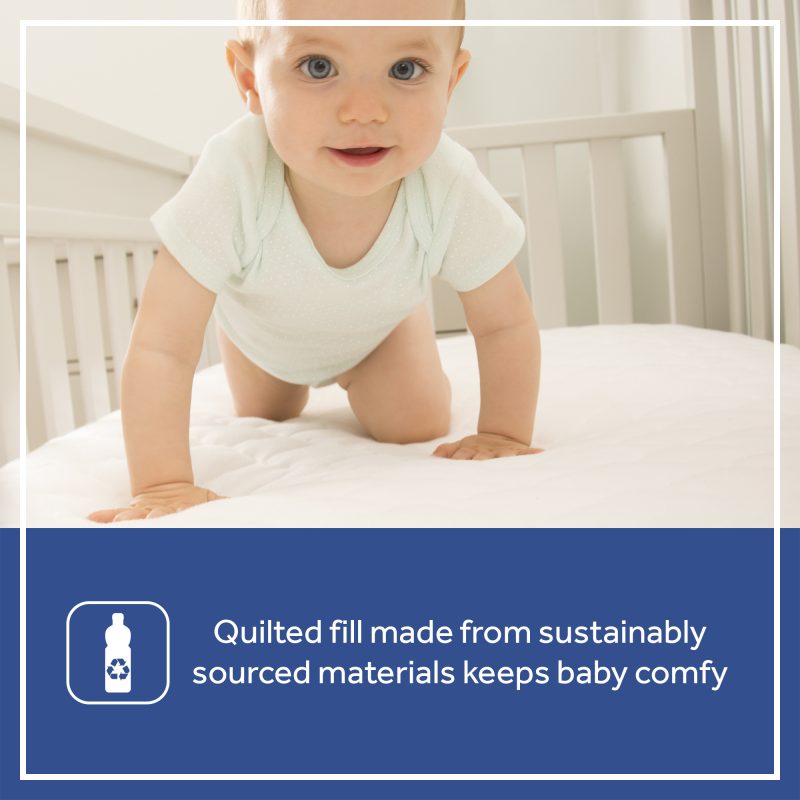 Sealy Cozy Dreams Waterproof Fitted Crib Mattress Pad hypoallergenic quilted fill lock-stitched seams prevents unraveling cozy cushioning machine washable durable