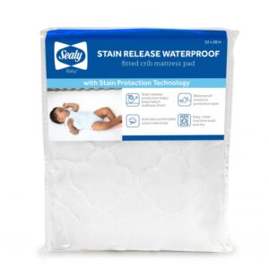 Sealy Stain Release Waterproof Fitted Crib Mattress Pad