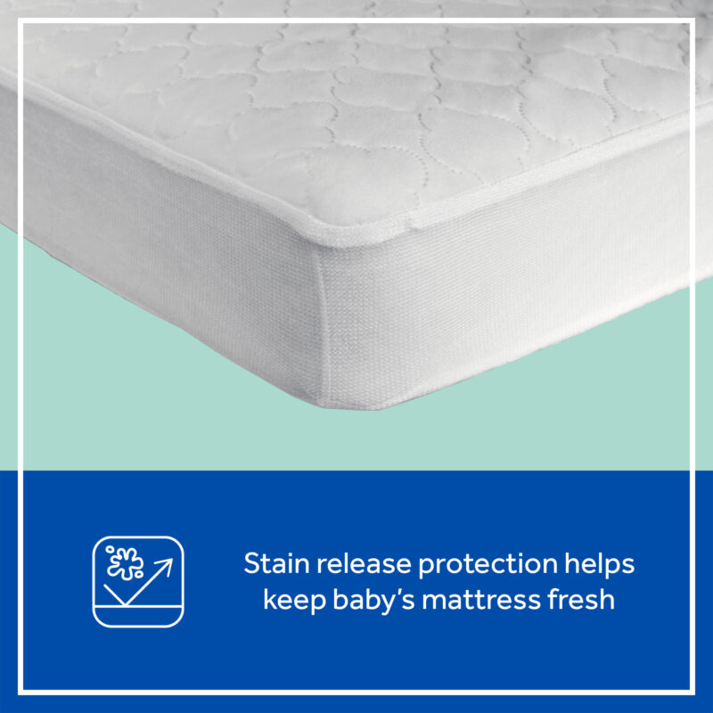 Sealy Stain Release Waterproof Fitted Crib Mattress Pad - White Image 5