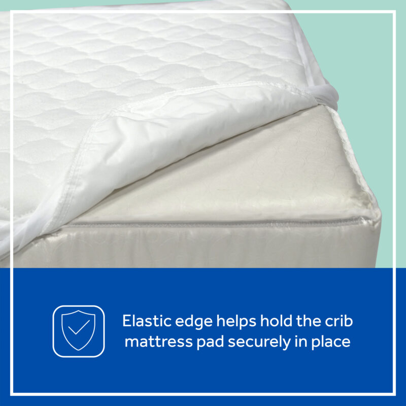 Sealy Stain Release Waterproof Fitted Crib Mattress Pad - White Image 7