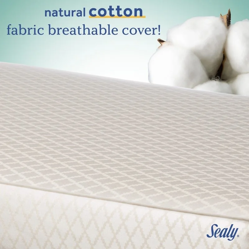 Sealy Everlite Airy Polyfiber 2-Stage Crib Mattress natural cotton fabric breathable cover