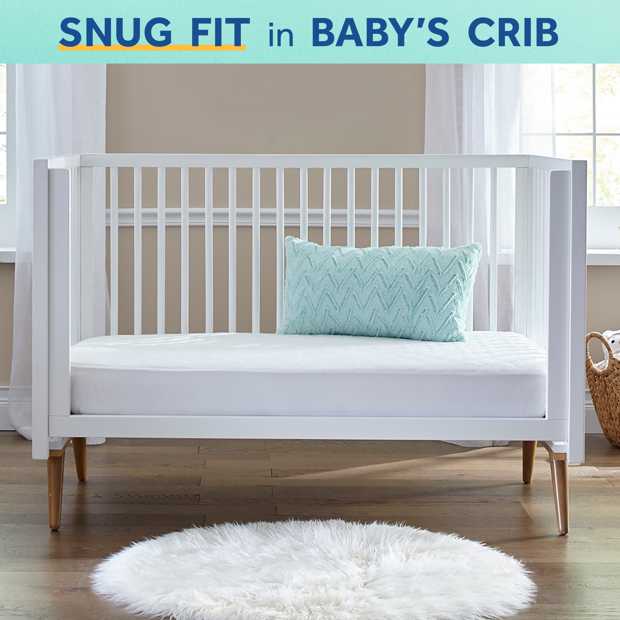 Sealy Everlite Airy Polyfiber 2-Stage Crib Mattress snug fit in baby's crib