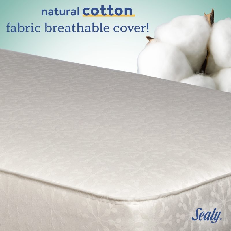 Sealy FlexCool 2-Stage Crib Mattress natural cover breathable cover