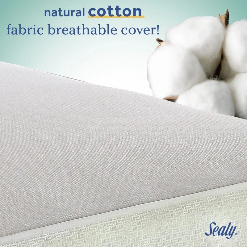 Sealy Cozy Cool Hybrid 2-Stage Crib Mattress natural cotton fabric breathable cover