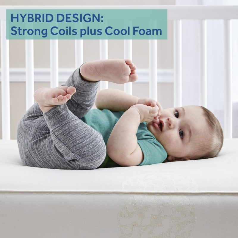 Sealy Cozy Cool Hybrid 2-Stage Crib Mattress strong coils plus cool foam