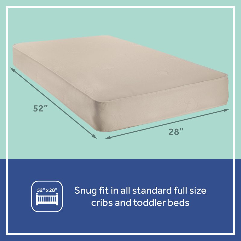 Sealy Soybean Natural Rest 2-Stage Crib Mattress dimensions 51.6x27.2 inches lightweight fits standard full size cribs and toddler beds