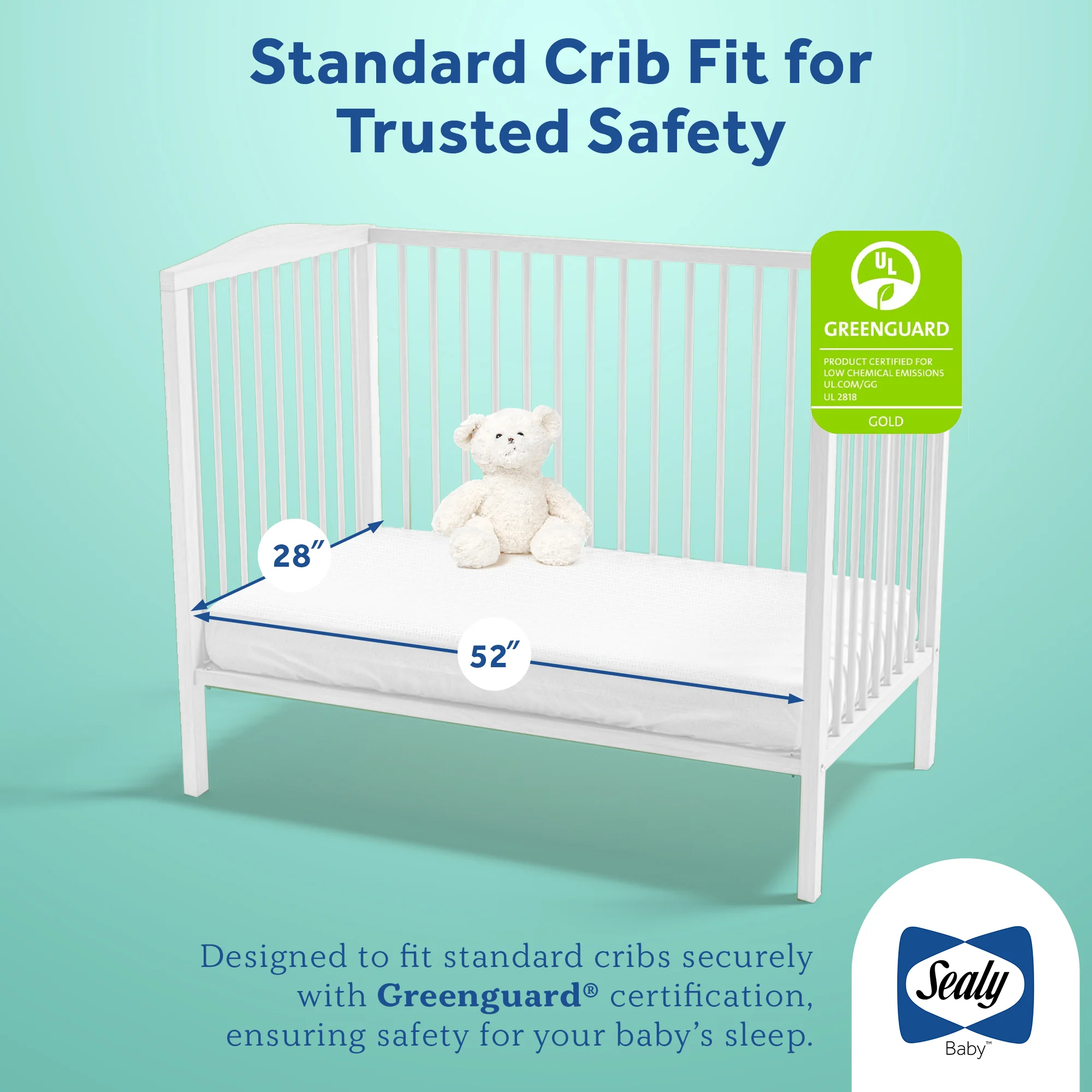 Sealy Baby Prestige Sleep 2-Stage Antibacterial Crib Mattress standard crib fit for trusted safety