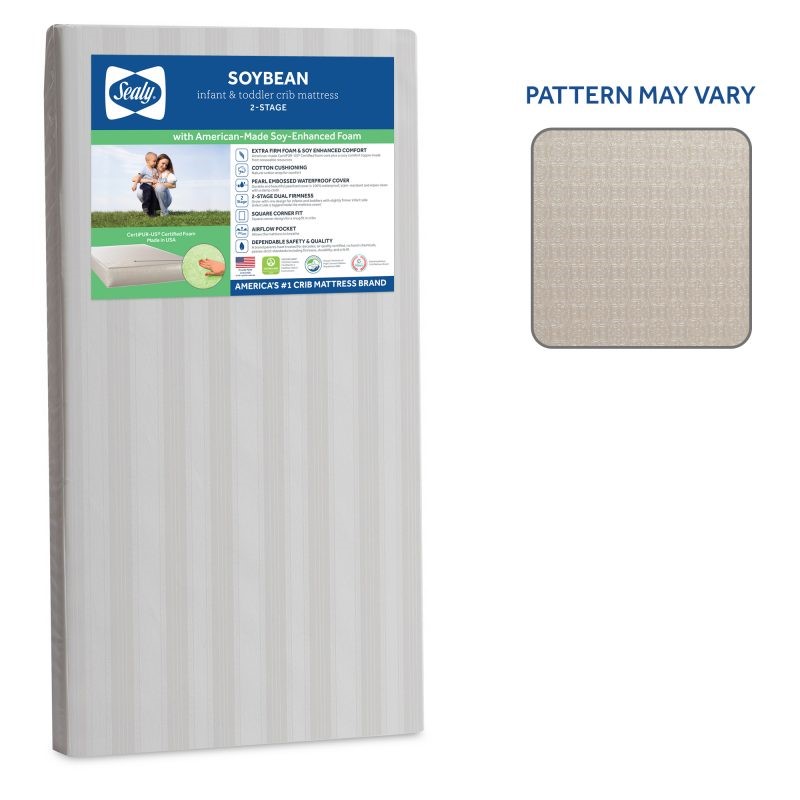 Sealy Soybean Foam-Core 2-Stage Crib Mattress pattern may vary