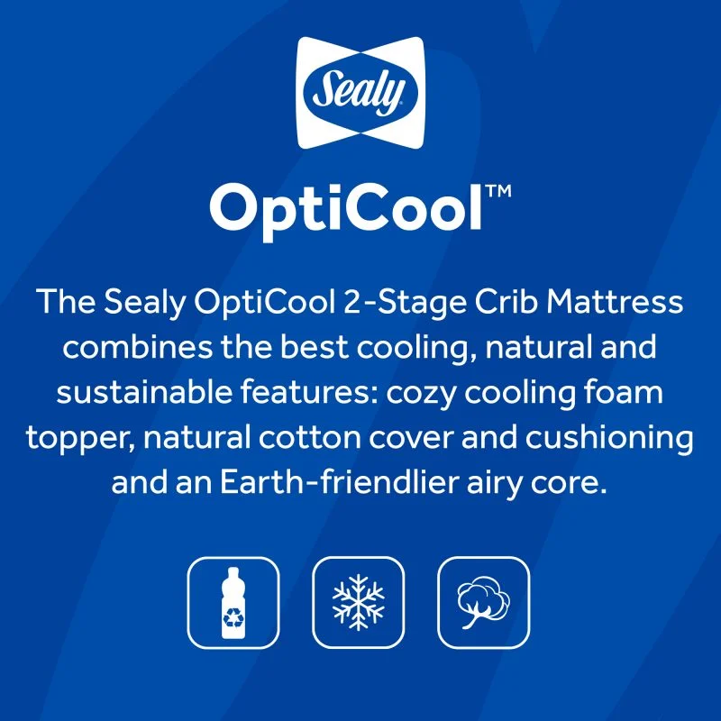 Sealy OptiCool 2-Stage Crib Mattress cooling, natural and sustainable features