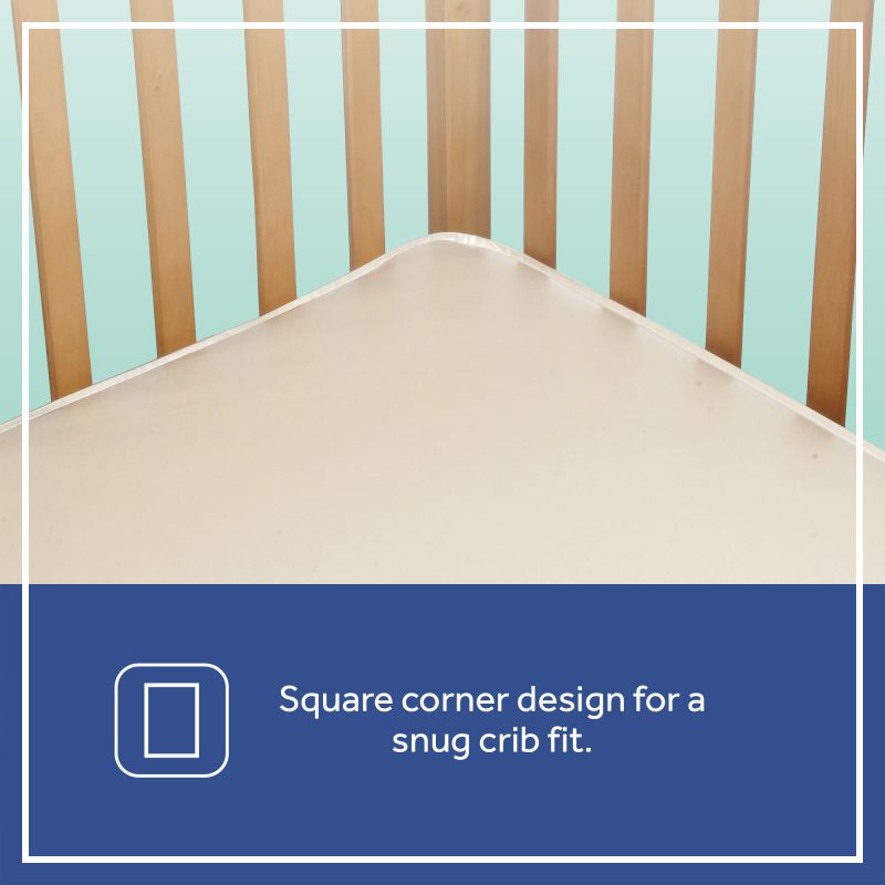 Sealy Soybean Plush 2-Stage Crib Mattress square corner design for a snug fit