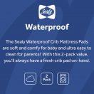 Sealy Waterproof Fitted Crib Mattress Pad, 2 Pack - White Image 8 Thumbnail