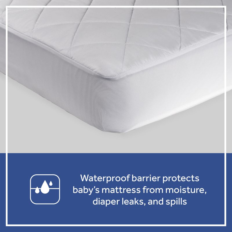 Sealy Cool Comfort Waterproof Fitted Crib Mattress Pad - White Image 5