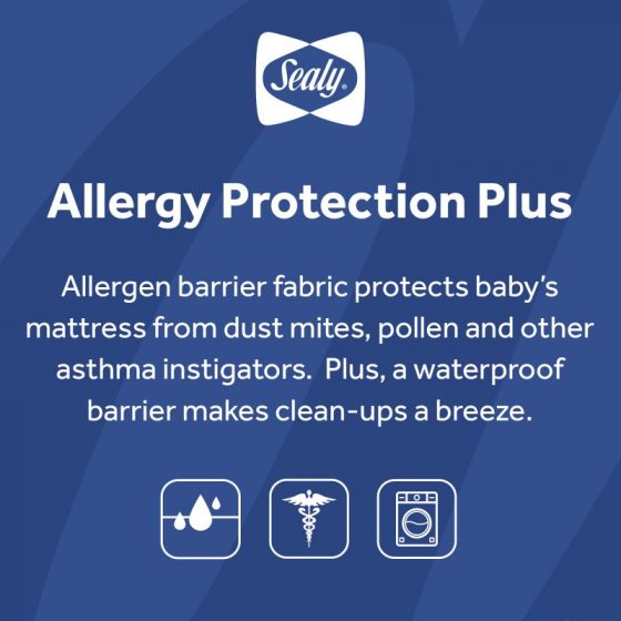 Sealy Allergy Protection Plus Fitted Crib Mattress Pad - White Image 8