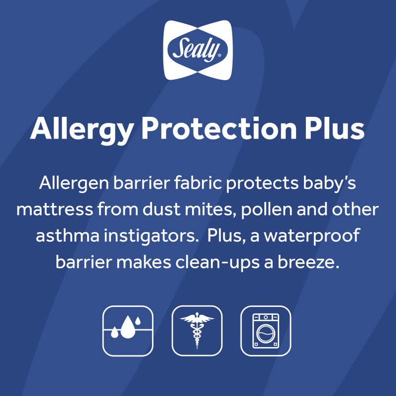 Sealy Allergy Protection Plus Fitted Crib Mattress Pad - White Image 8