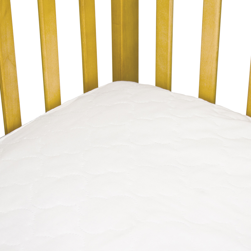 Sealy Stain Protection Waterproof Fitted Crib Mattress Pad corner snug fit standard full size crib mattress SecureStay stretch skirt elastic edge no gaps smooth secure