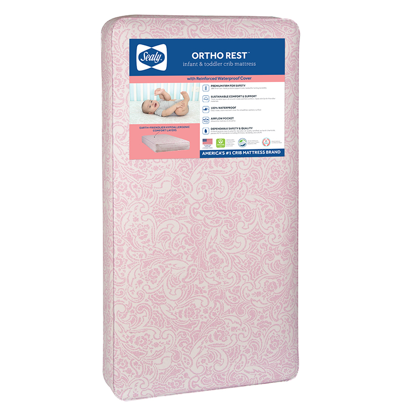 Sealy Ortho Rest Crib Mattress - Pink Image 1
