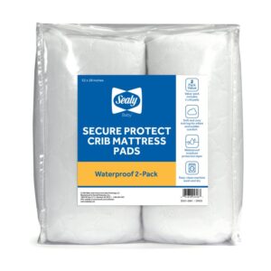 Sealy Secure Protect Waterproof Fitted Crib Mattress Pad, 2-Pack
