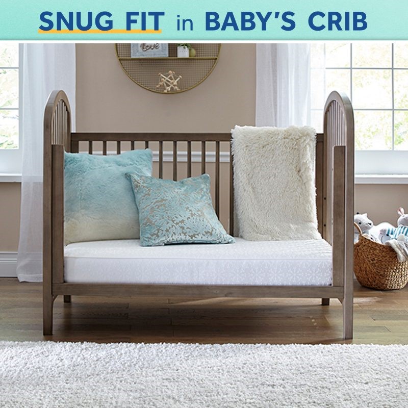 Sealy Cool Comfort Premier 2-Stage Crib Mattress snug fit in baby's crib