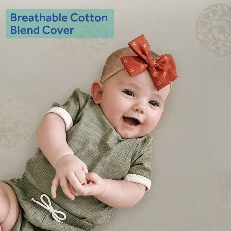 Sealy Naturalis Hybrid 2-Stage Crib and Toddler Mattress breathable cotton blend cover
