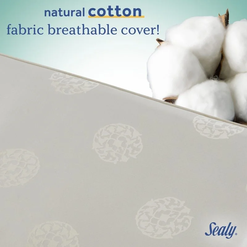 Sealy Naturalis Hybrid 2-Stage Crib and Toddler Mattress natural cotton fabric breathable cotton