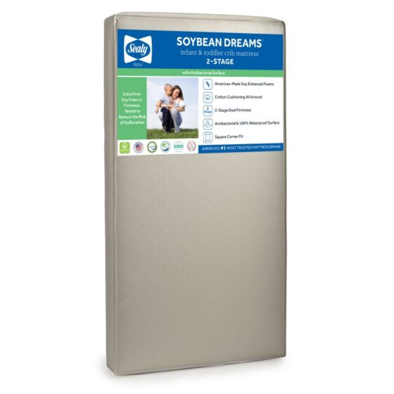 Sealy Soybean Dreams Antibacterial 2-Stage Crib Mattress - Pearl Image 1