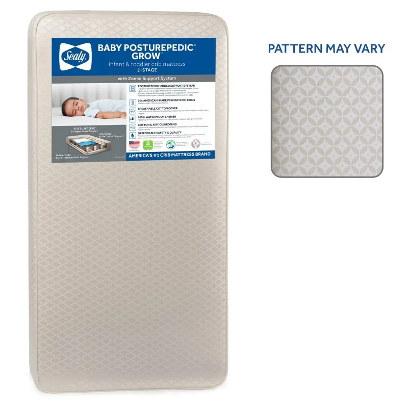 Sealy Baby Posturepedic Grow 2-Stage Crib Mattress pattern may vary