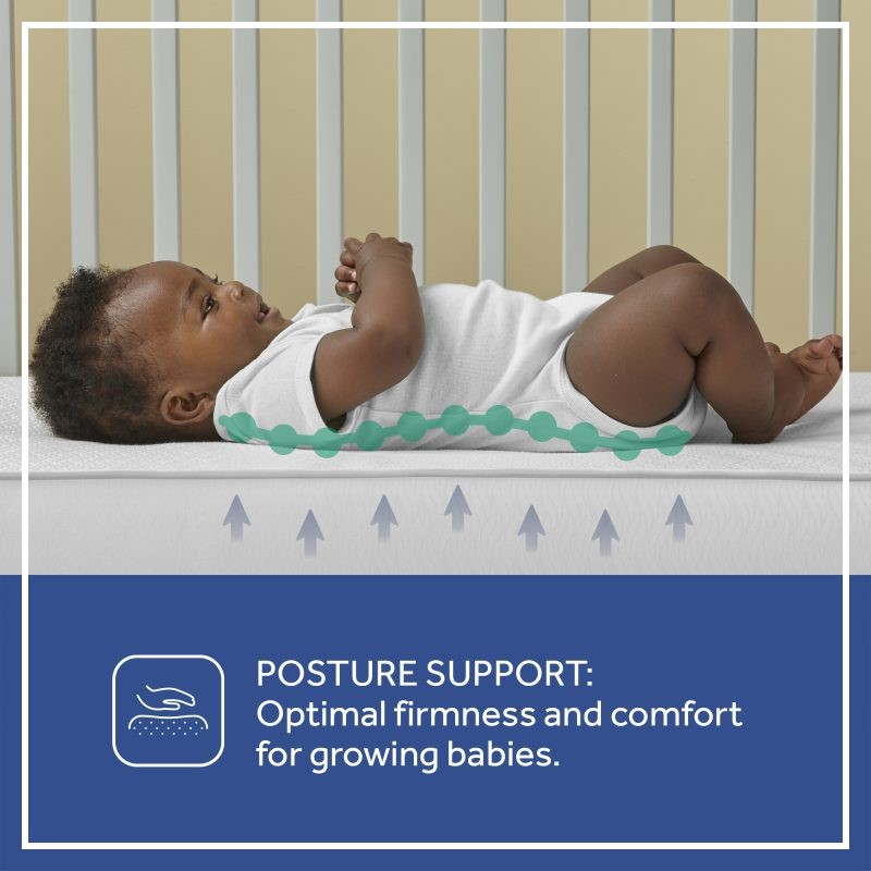 Sealy Baby Posturepedic Grace Hybrid mattress providing posture support for healthy infant and toddler spine development