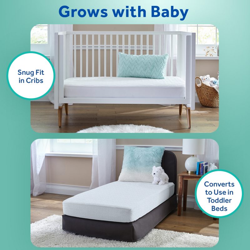 Sealy Butterfly Posture Support Crib Mattress grows with baby butterflies out firm flat surface premium posture support absorbs motion maintains shape years of use