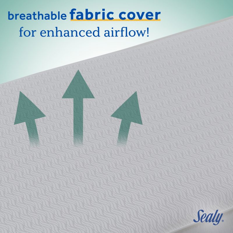 Sealy Baby Posturepedic Evolution 2-Stage Crib Mattress breathable fabric cover enhanced airflow soft gentle baby sensitive skin infant toddler