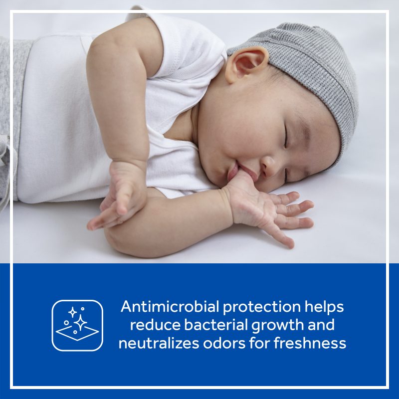 Antimicrobial pad for crib and baby beds
