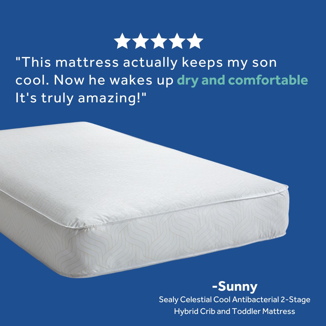 Sealy Celestial Cool Antibacterial 2-Stage Hybrid Crib Mattress dry and comfortable