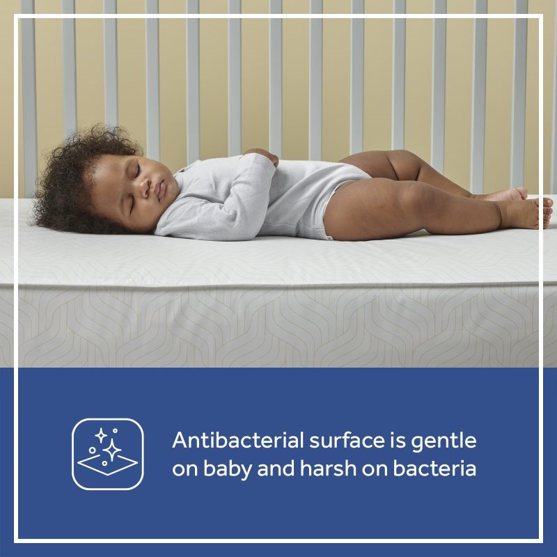 Sealy Celestial Cool Antibacterial 2-Stage Hybrid Crib Mattress antibacterial surface