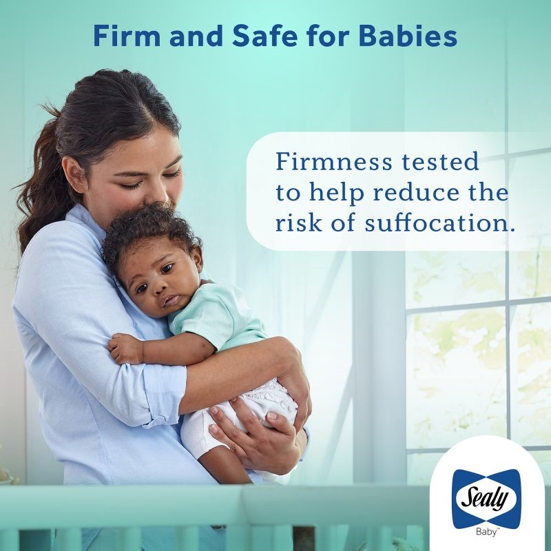 Sealy Baby Prestige Sleep 2-Stage Antibacterial Crib Mattress firm and safe for babies ASTM certified infant safe sleep standards