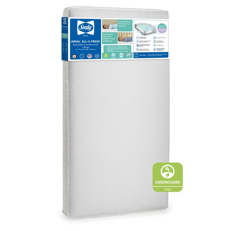 Sealy Airial All-2-Fresh 2-Stage Crib Mattress Greenguard Gold Certified