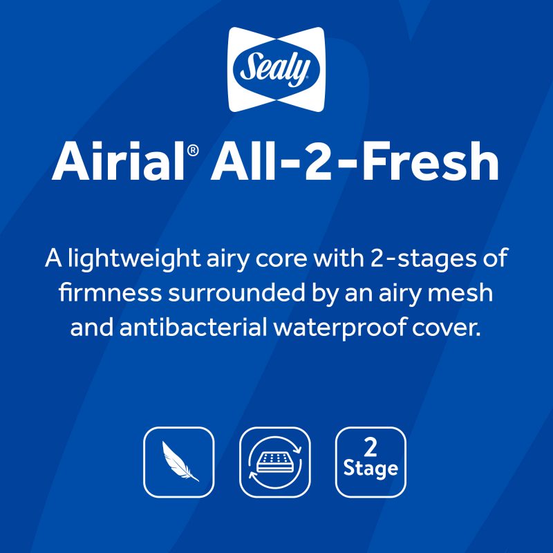 Sealy Airial All-2-Fresh 2-Stage Crib Mattress lightweight airy core with 2-stages of firmness