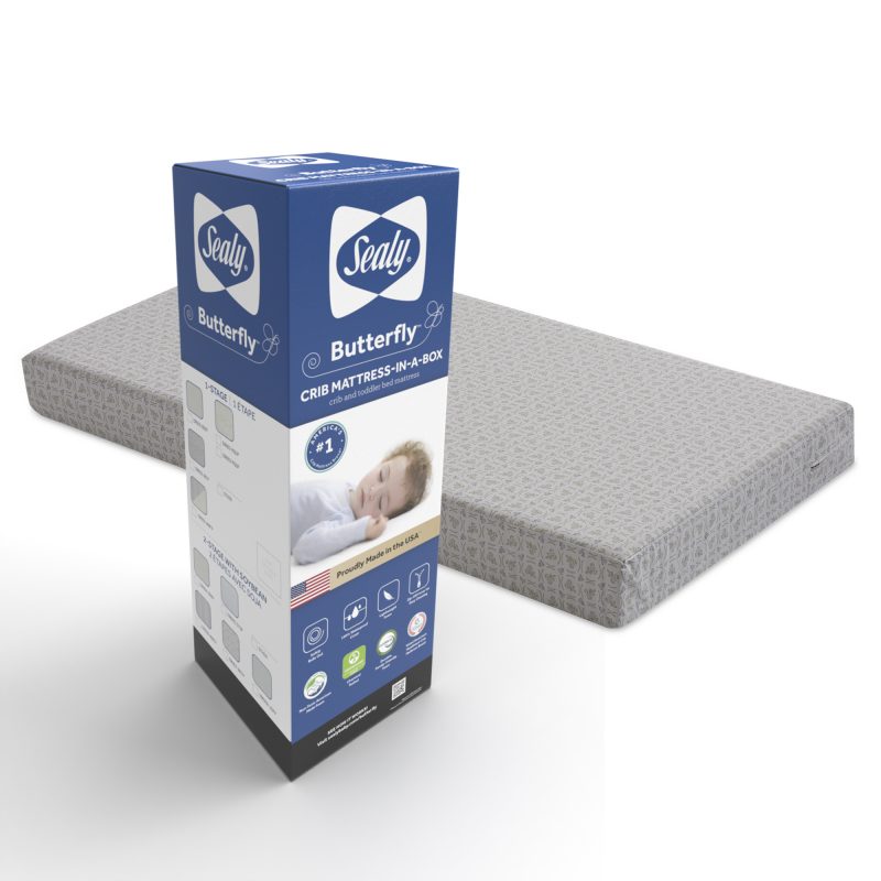 Sealy Butterfly 2-Stage Antibacterial Ultra Firm Crib Mattress crib mattress in box