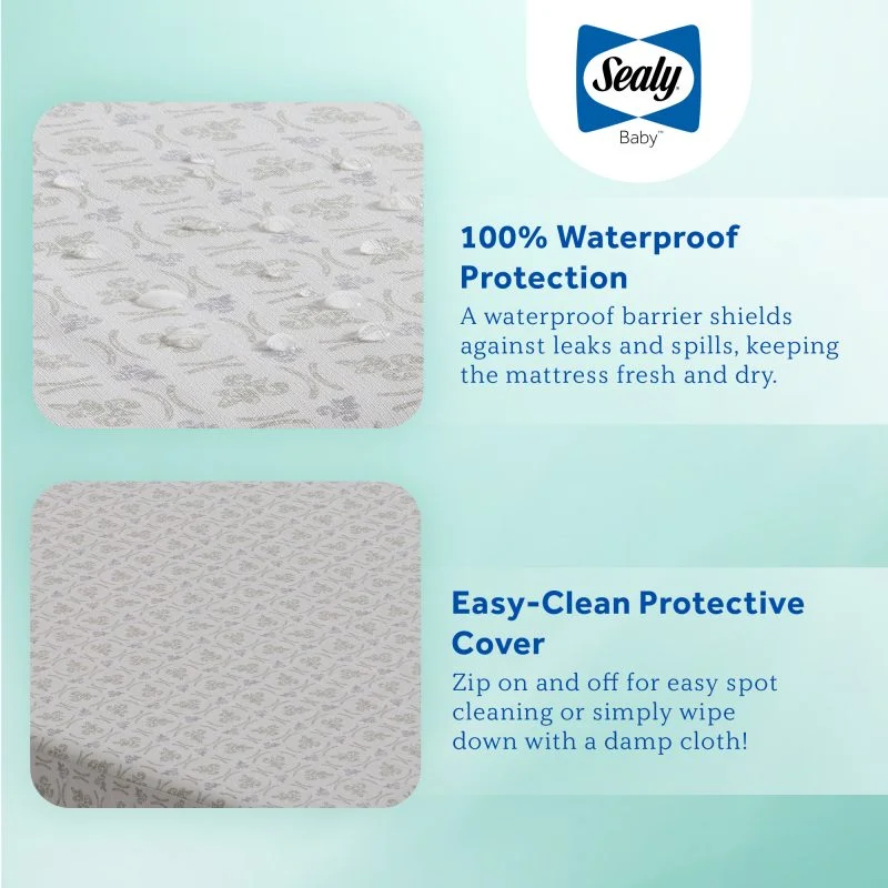 Sealy Butterfly 2-Stage Antibacterial Ultra Firm Crib Mattress 100% waterproof protection