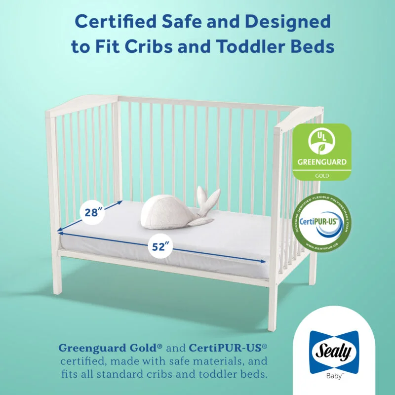 Sealy Butterfly 2-Stage Crib Mattress certified safe and designed to fit cribs and toddler beds