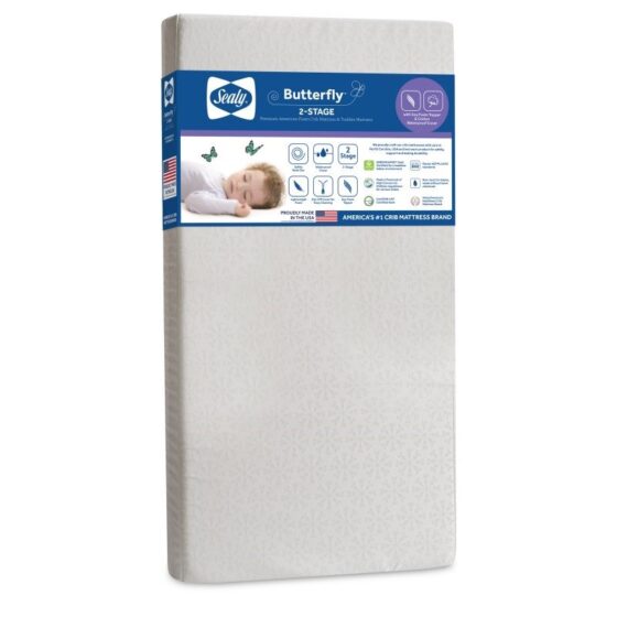 Sealy Butterfly 2 Stage Cotton Crib and Toddler Mattress