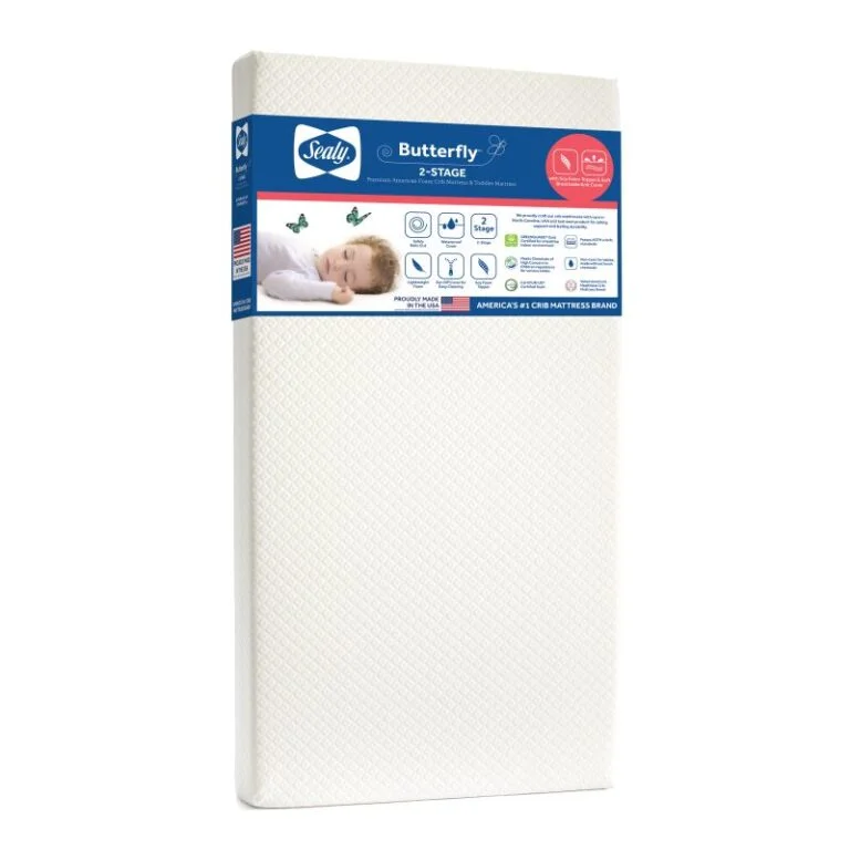 Sealy Butterfly 2-Stage Breathable Knit Crib Mattress whitesweep image