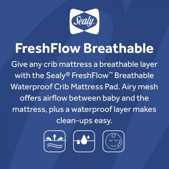 Sealy® FreshFlow™ Breathable Waterproof Crib Mattress Pad - White Image 7