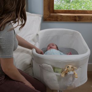 baby in bedside bassinet mode