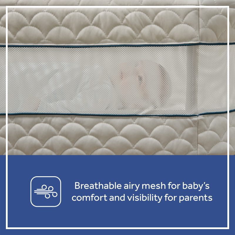 Sealy Cozy Cool Breathable 2-in-1 Baby Bassinet and Bedside Sleeper - Scalloped White Image 6