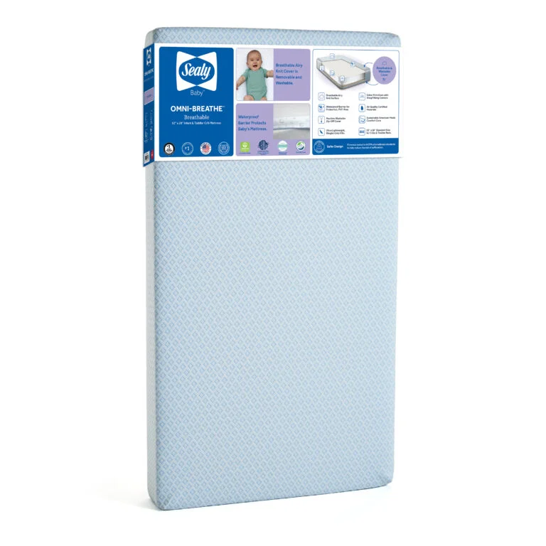 Sealy Omni-Breathe Crib Mattress whitesweep of crib mattress