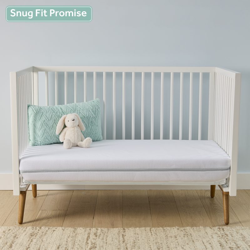 Sealy DuoBreathe 2-Stage Breathable Mesh Crib Mattress snug fit in baby crib