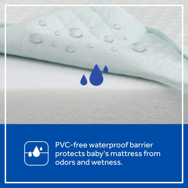Sealy Cozy Dreams Premier Crib Mattress PVC waterproof barrier protects leaks clean dry sleeping surface