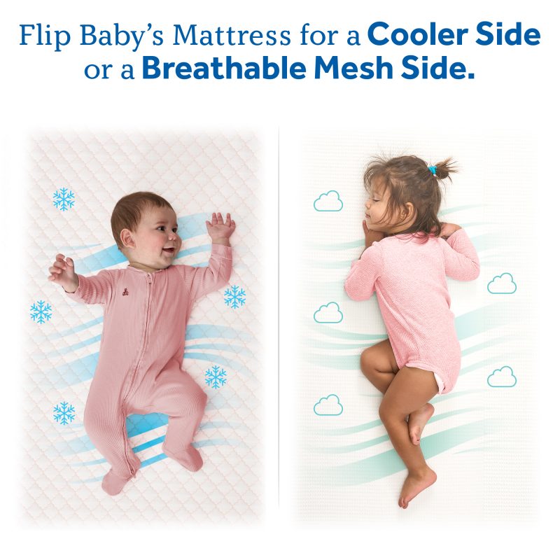 Sealy Baby Cozy Dreams Premier cooler side and a breathable mesh side