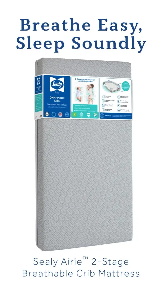 Give your little one the gift of comfort with the Sealy OmniPedic® Airie™ 2-Stage Breathable Crib Mattress! 💤✨ With its quilted top and dual-firm design, bedtime just got a whole lot cozier. Because your baby deserves the best!

#BreathableSleep #CoolComfort #BabyEssentials #ModernNursery #SleepSafeBaby #CribGoals #BabySleepSolutions #NewParentMustHaves #NurseryStyle #BambooBaby #SealyBaby #ParentingMadeSimple #SafeSleepMatters