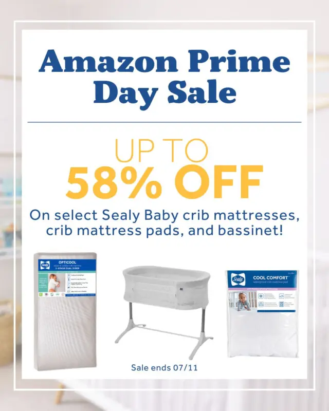 𝗦𝗮𝘃𝗲 𝘂𝗽 𝘁𝗼 𝟱𝟴% 𝗼𝗻 𝘀𝗲𝗹𝗲𝗰𝘁 𝗦𝗲𝗮𝗹𝘆 𝗕𝗮𝗯𝘆 𝗰𝗿𝗶𝗯 𝗺𝗮𝘁𝘁𝗿𝗲𝘀𝘀𝗲𝘀, 𝗰𝗿𝗶𝗯 𝗽𝗮𝗱𝘀, 𝗮𝗻𝗱 𝗯𝗮𝗯𝘆 𝗯𝗮𝘀𝘀𝗶𝗻𝗲𝘁! Ensure your little one gets the restful sleep they deserve. Discover the perfect mattress today! ⁠
⁠
Sale ends 07/11! ⁠
⁠
#SealyBaby #AmazonPrimeSale #Amazon #AmazonPrime #BabyEssentials #CribGoals #BabySleepSolutions #NewParentMustHaves #NurseryStyle #ParentingMadeSimple #SafeSleepMatters